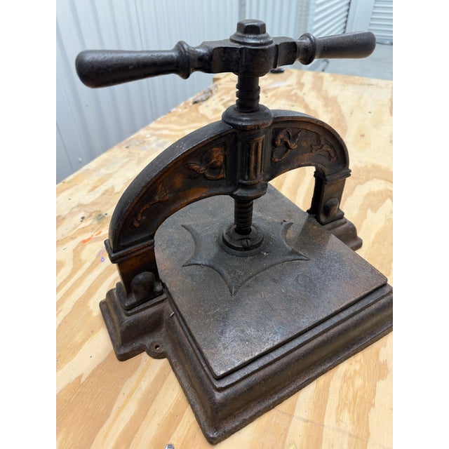 Black French Black and Gilt Wrought Iron Book Binding Press For Sale - Image 8 of 10