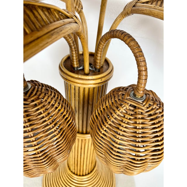 Vintage Rattan Palm Tree Coconut Lamp For Sale - Image 10 of 12