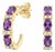 Amethyst & Cz Huggies Hoops Studs | Dainty Hoop Birthstone Earrings for Woman, A Pair For Sale