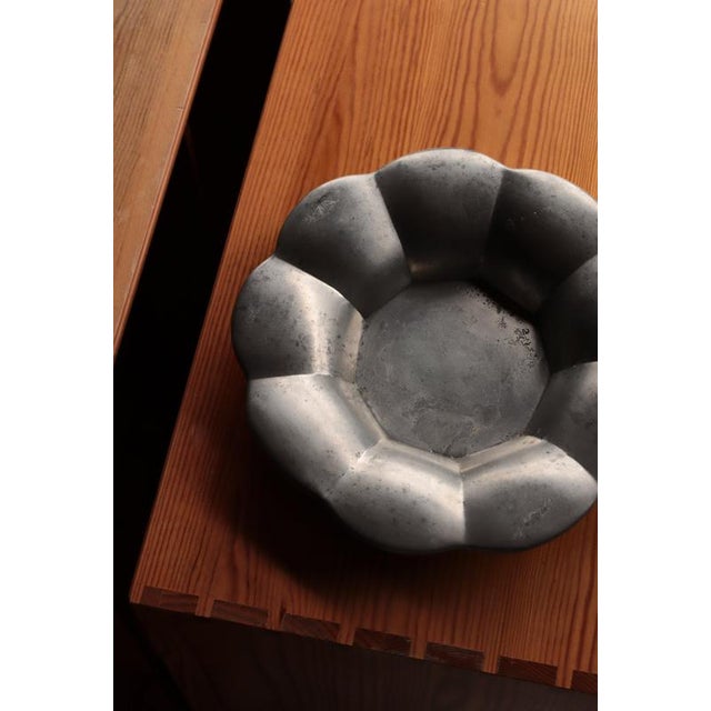 Elegant swedish grace pewter bowl or dish by estrid ericson for svenskt tenn, featuring a distinctive sculptural,...