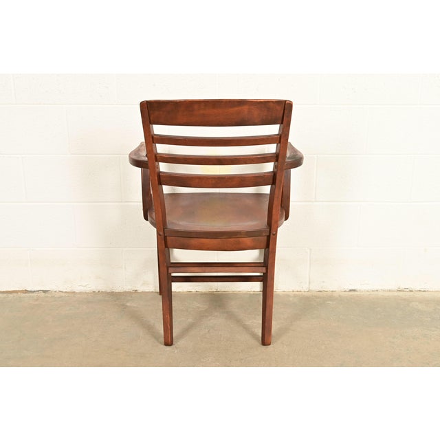 Antique Arts & Crafts Carved Walnut Banker's Chair, Circa 1920s For Sale - Image 11 of 12