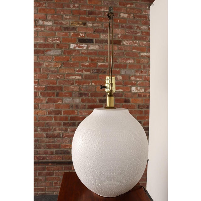 Vintage White Stippled Ceramic Orb Table Lamp by Lee Rosen for Design Technics For Sale - Image 9 of 16