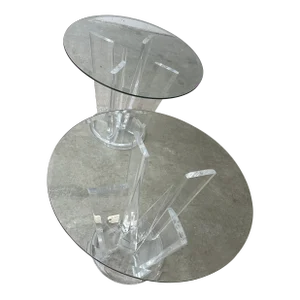 1990s Muniz Odyssey Acrylic & Bevelled Glass Top Tables Pair