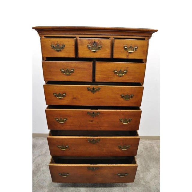 Traditional Antique 18th Century Georgian Mahogany Highboy Tall Chest 9 Drawer Dresser For Sale - Image 3 of 12