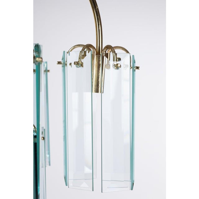 Waterfall Beveled Glass and Brass Chandelier For Sale - Image 4 of 6
