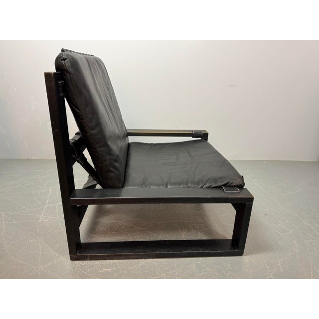 Mid-Century Brutalist Black Leather Lounge Chairs with Black Wooden Frames by Sonja Wasseur, Netherlands, 1970s, Set of 2 For Sale - Image 10 of 14