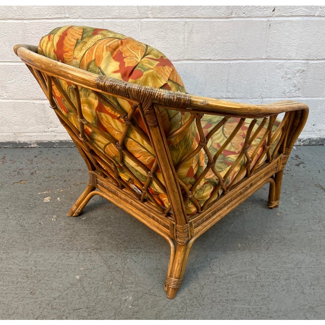 Vintage Ficks Reed Style Rattan Lounge Chair and Ottoman For Sale In New York - Image 6 of 15