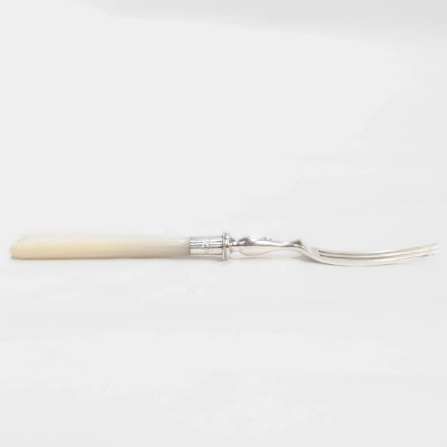 Antique English Sterling Silver & Mother-of-Pearl Cased 24-Piece Dessert Service For Sale - Image 9 of 18