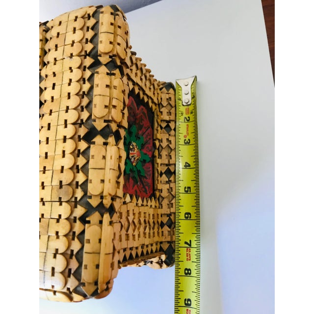 Wood Vintage Outsider / Tramp Art Carved Wood Box by Scott For Sale - Image 7 of 10