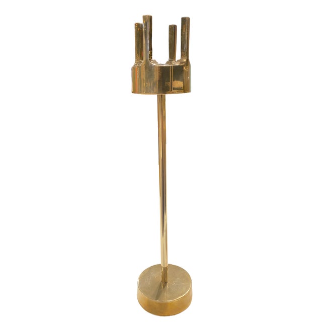 Mid 20th Century Pair of Pierre Forssell for Skultuna Brass Candlestick Holders – Swedish Mid-Century Modern Design For Sale - Image 5 of 5