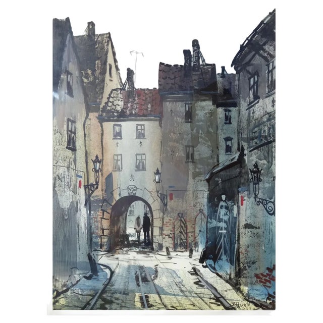 Janis Brekte, Town, 1983, Watercolor & Acrylic on Paper For Sale