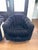 Mid-Century Modern Pair of 1973 Thayer Coggin Black Chenille Swivel Lounge Chairs on White Drum Bases For Sale - Image 3 of 18