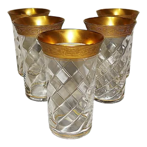 1920s Vintage Gilt Rim Wine Stems- Set of 5