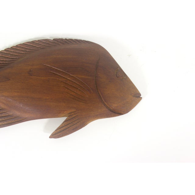 Wood Vintage Hand Carved Wood Fish Wall Decor For Sale - Image 7 of 12