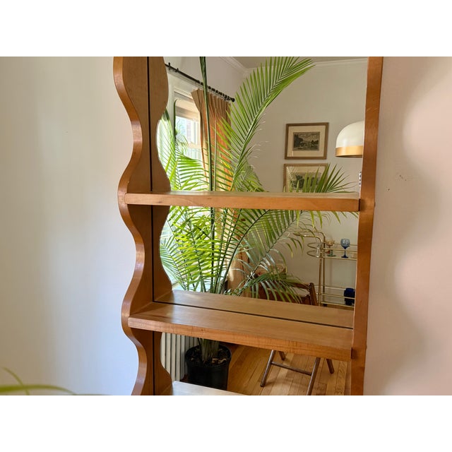 Late 20th Century Late 20th Century Blond Wood Hanging Mirror Shelf For Sale - Image 5 of 9