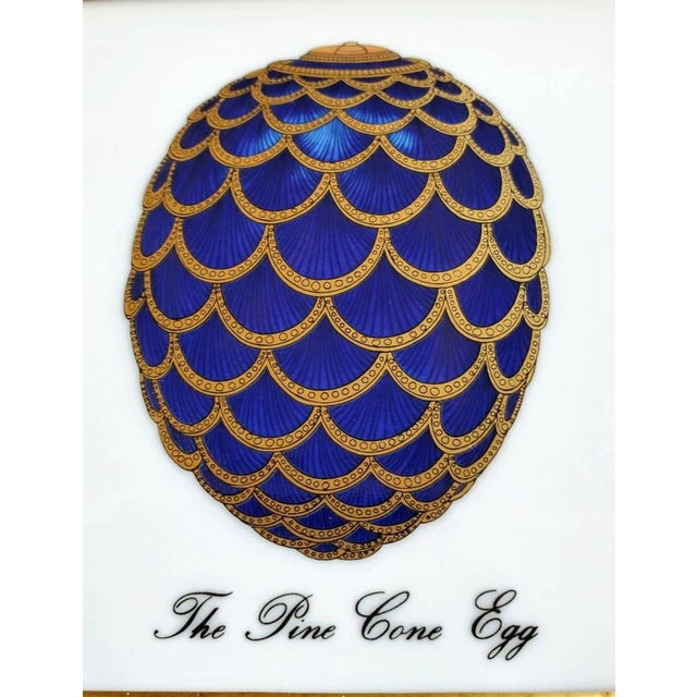 French House of Faberge & Limoges Porcelain Tray With Hand Painted Parcel Gilt Pine Cone Egg For Sale - Image 3 of 11