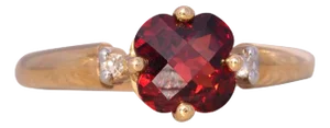 The Webeen: Checkerboard Garnet and Natural Diamond Ring in Yellow Gold
