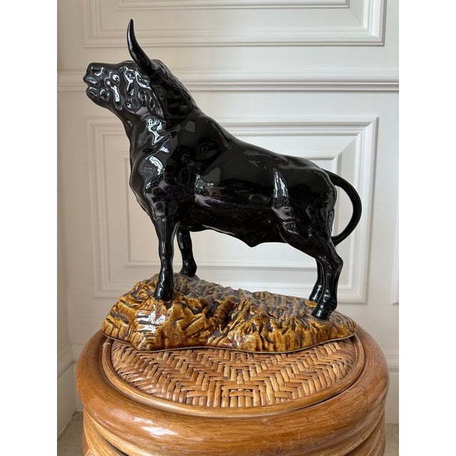 Vintage 13” Mid-Century Ceramic Bull Sculpture For Sale - Image 16 of 16