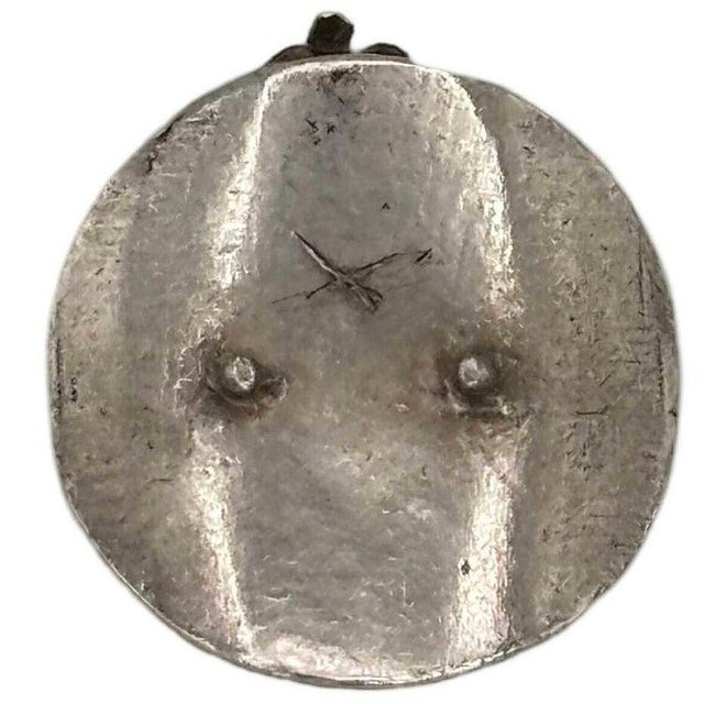 Art Deco 1930s French Pewter Art Deco Medallion Struck With the Face of Mercury Pedant Pin For Sale - Image 3 of 5