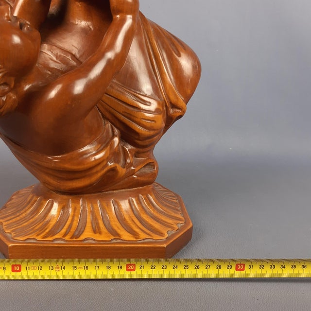 Carved Wooden Sculpture of Mother with Child, Italy, 1960s For Sale - Image 15 of 16