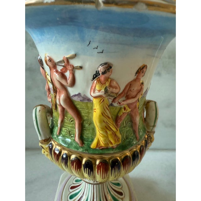 Mid 20th Century Hand Painted Capodimonte Porcelain Urn For Sale - Image 5 of 14