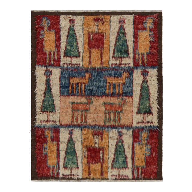Rug & Kilim’s Moroccan Style Shag Rug With Colorful Geometric Pictorials For Sale
