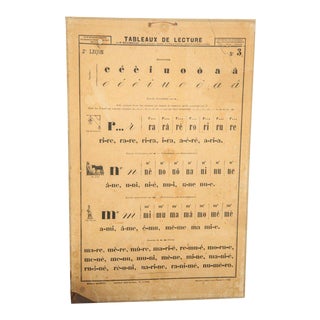 19th Century French Alphabet School Chart For Sale