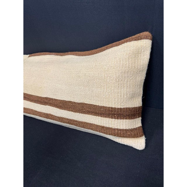Turkish Hemp Pillow Cushion Natural Beige Brown Cushion Cover 14x45 For Sale - Image 4 of 4