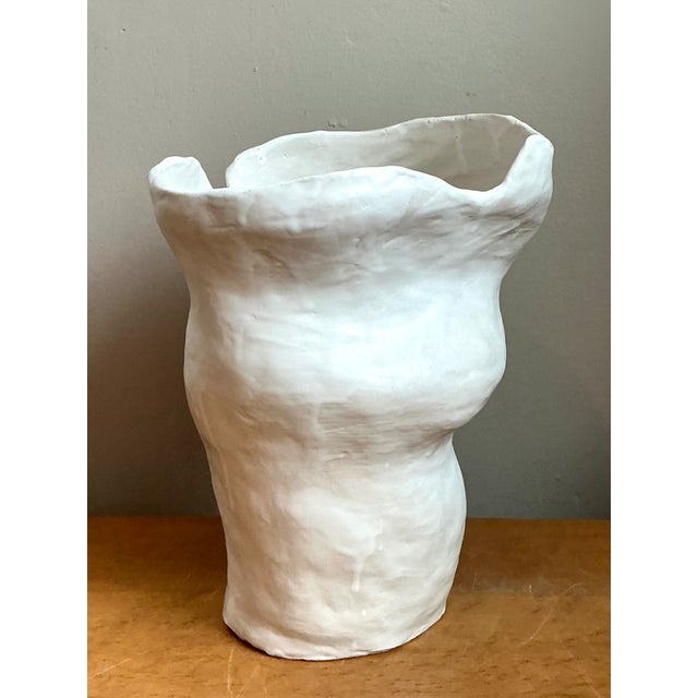 Vintage Biomorphic Sculptural White Ceramic Vase For Sale - Image 10 of 14