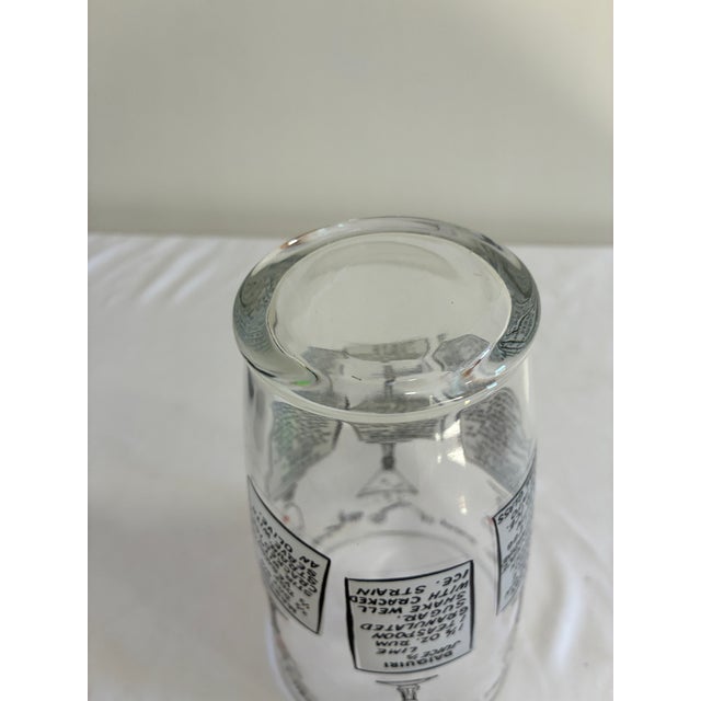 Transparent Vintage Printed Cocktail Recipe Glass Shaker For Sale - Image 8 of 9
