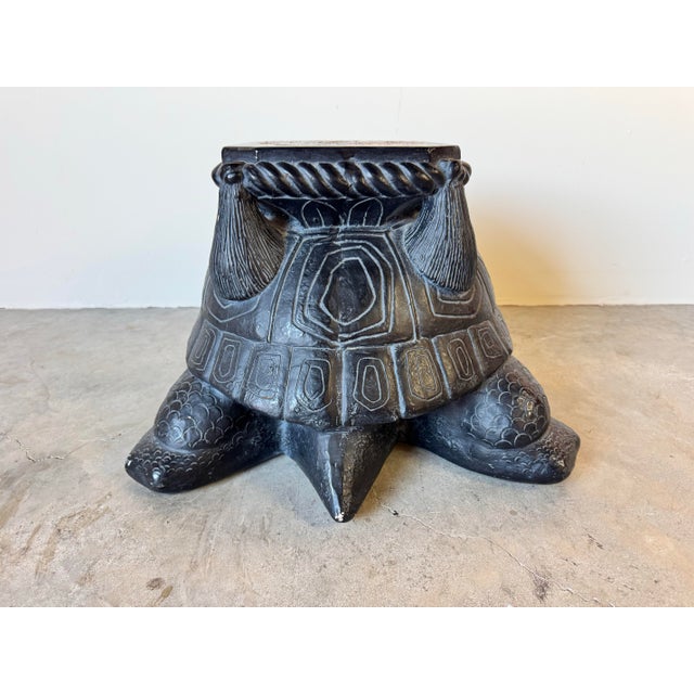 Hollywood Regency Pottery Turtle Indoor Plant Stand For Sale - Image 4 of 12