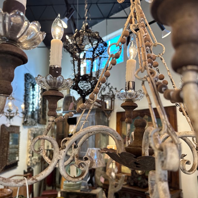 Wood Pair of Florentine Chandeliers For Sale - Image 7 of 8