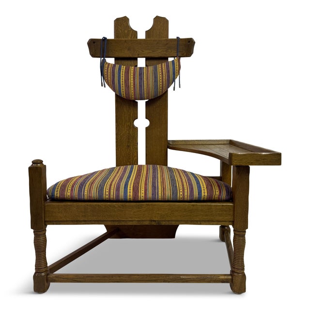 Belgian Oak Armchair with Integrated Side Rest, 1960s For Sale - Image 12 of 12