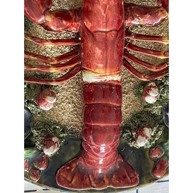 Figurative Palissy Style Majolica Trompe l'Oeil Loster Wall Plate, Portugal For Sale - Image 3 of 12