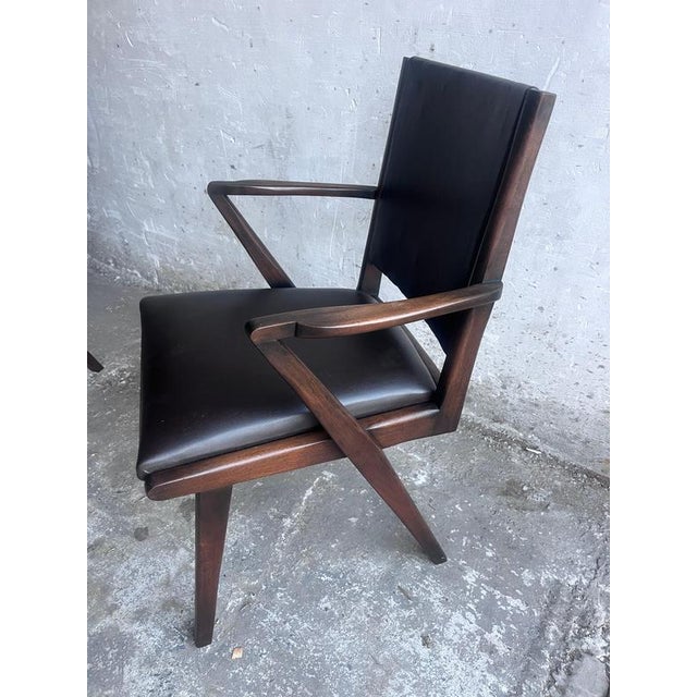 Brown Mid-Century Armchairs in Dark Wood and Brown Upholstery, 1960s, Set of 2 For Sale - Image 8 of 10