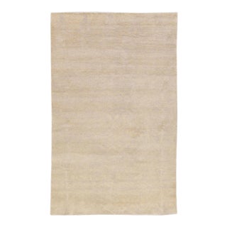 Modern Moroccan Style Handmade Seamless Beige Wool Rug For Sale