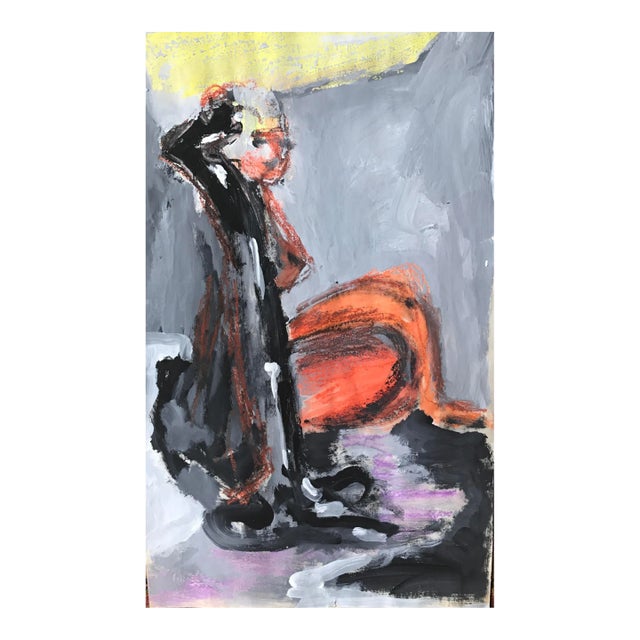 Gloria Dudfield Mixed Media "Figurative in Purple" For Sale