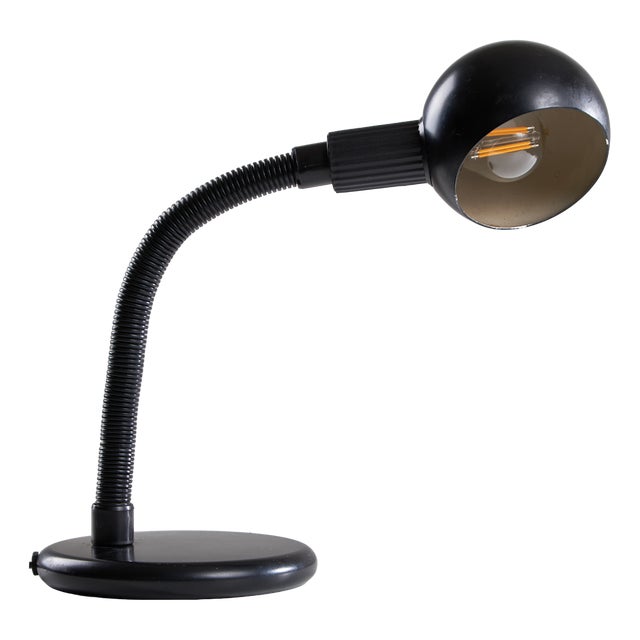 Matte Black Table Lamp with Spherical Hood For Sale