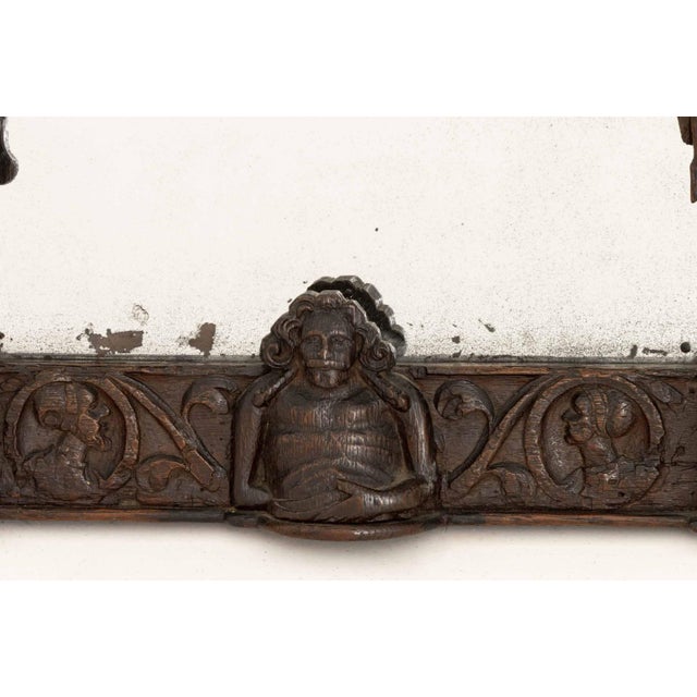 German Renaissance Revival Carved Oak Framed Mirror For Sale In New York - Image 6 of 7