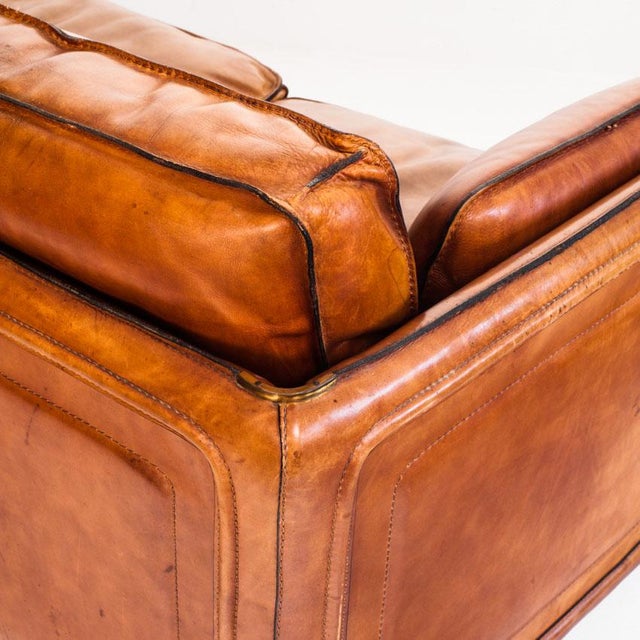 Vintage Sofa and Club Chairs in Camel-Coloured Buffalo Leather from Roche Bobois, France, 1980s, Set of 3 For Sale - Image 14 of 18