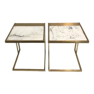 Modern Nuevo Gold Marble Side Tables - A Pair For Sale