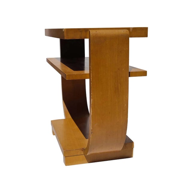 Bauhaus 1930s Gilbert Rohde for Brown Saltman Art Deco U-Shape Occasional End Table W/Original Finish, Attributed For Sale - Image 3 of 11