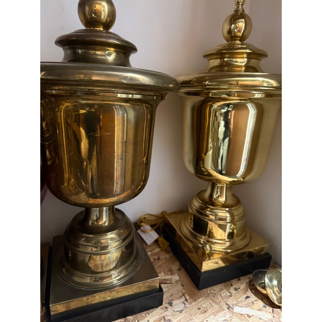 A Pair of 1960s Chapman Brass Urn Style Table Lamps For Sale - Image 11 of 18