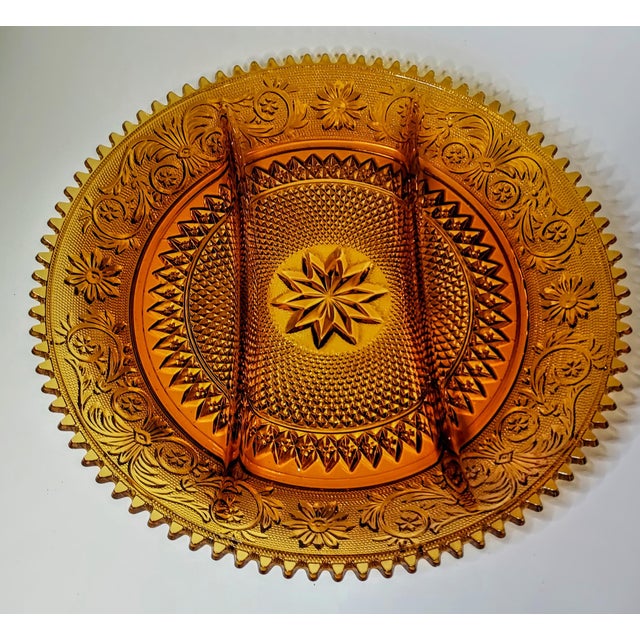 This is from Indian Glass company's Tiara amber sandwich glass set. I'm careful to check the sawtooth edges on this type...