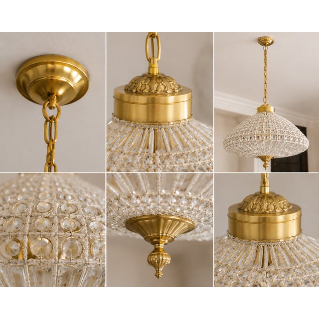Metal 1960 French Gold Bronze Crystal Chandeliers - 2 PCS - Pair For Sale - Image 7 of 17