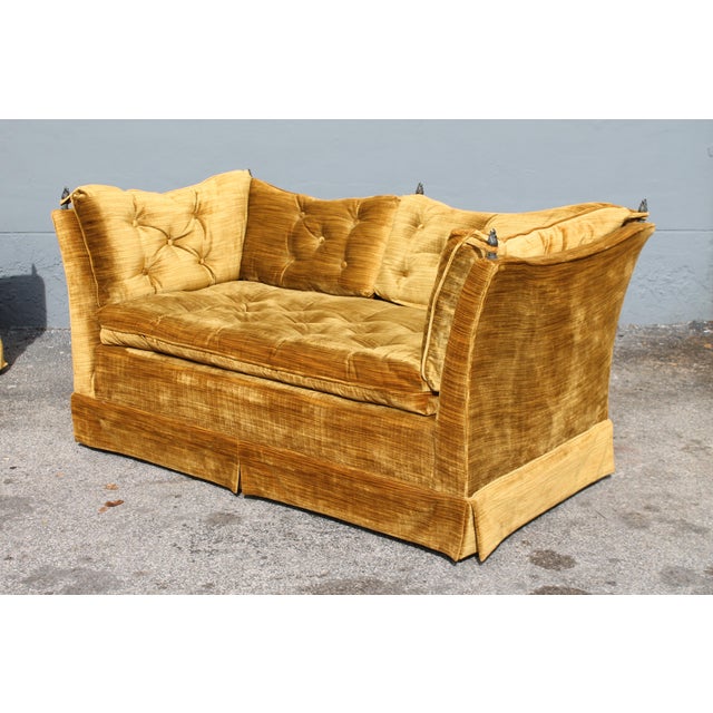 1970s Mid Century Modern Gold Crushed Velvet Sofas a Pair Chairish