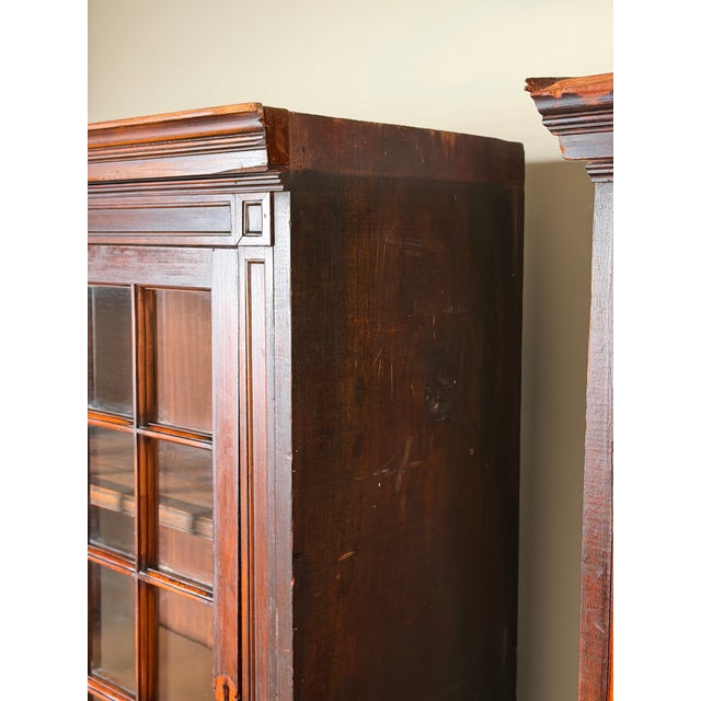 Pair of Mid-19th Century New England Cherry Glazed Display Cupboards, C. 1840–1860 For Sale - Image 9 of 16