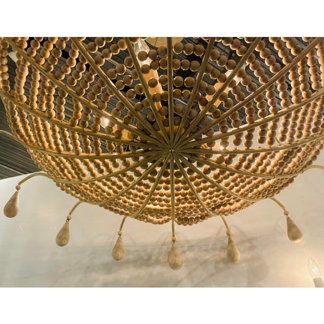 Currey & Company Organic Modern Wood Bead Korg Chandelier For Sale In Atlanta - Image 6 of 7