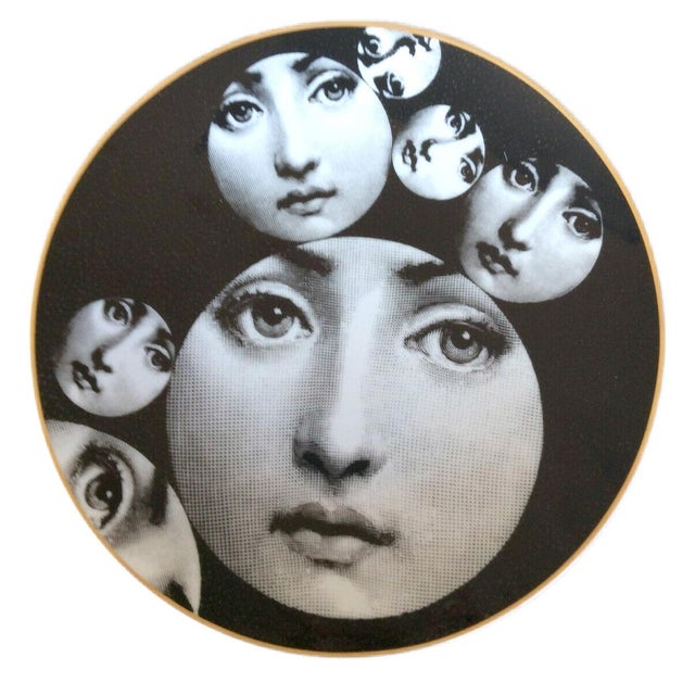 Piero Fornasetti Rosenthal Porcelain Plate, Temi e Variazioni, Motiv 34, Soap Bubbles German, 1980s Piero Fornasetti...