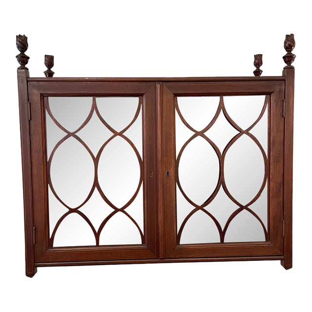 Antique Mahogany & Glass Regency Wall Cabinet For Sale